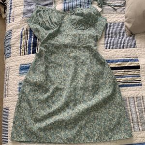 blue flower print summer mini dress